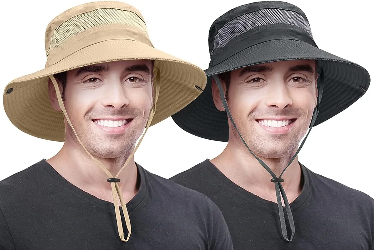 2 Pack Boonie Sun Hat for Men & Women with UV Protection UPF 50  for Fishing,Hiking,& Gardening