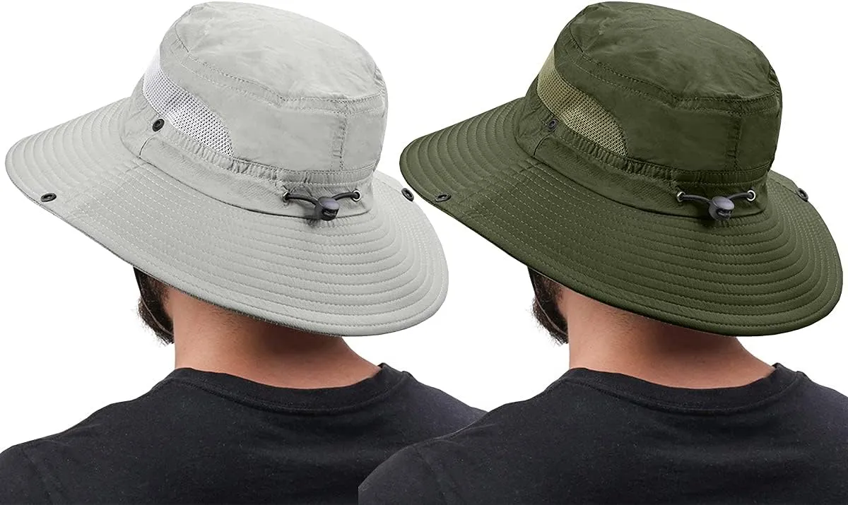 2 Pack Boonie Sun Hat for Men & Women with UV Protection UPF 50  for Fishing,Hiking,& Gardening