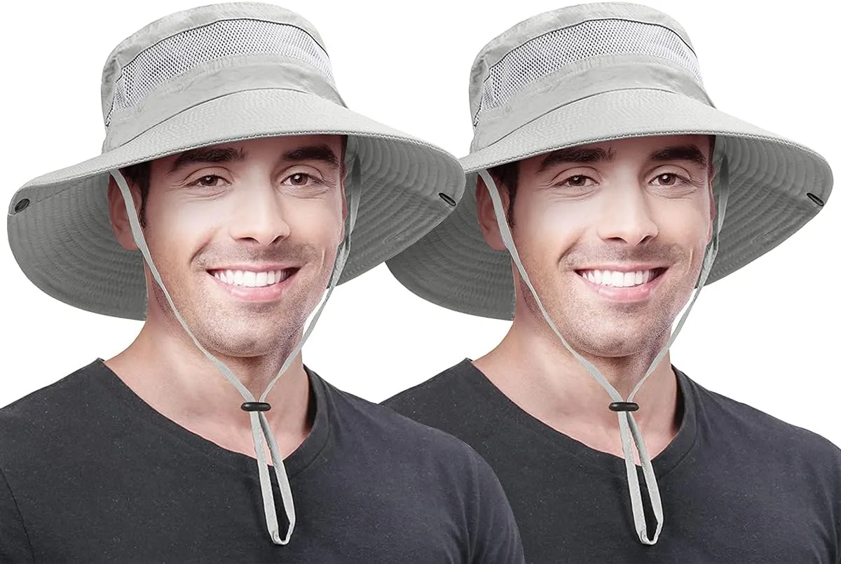 2 Pack Boonie Sun Hat for Men & Women with UV Protection UPF 50  for Fishing,Hiking,& Gardening