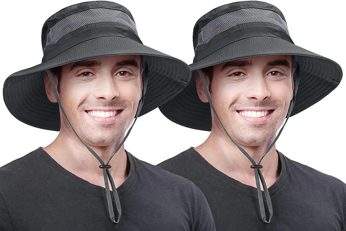 2 Pack Boonie Sun Hat for Men & Women with UV Protection UPF 50  for Fishing,Hiking,& Gardening