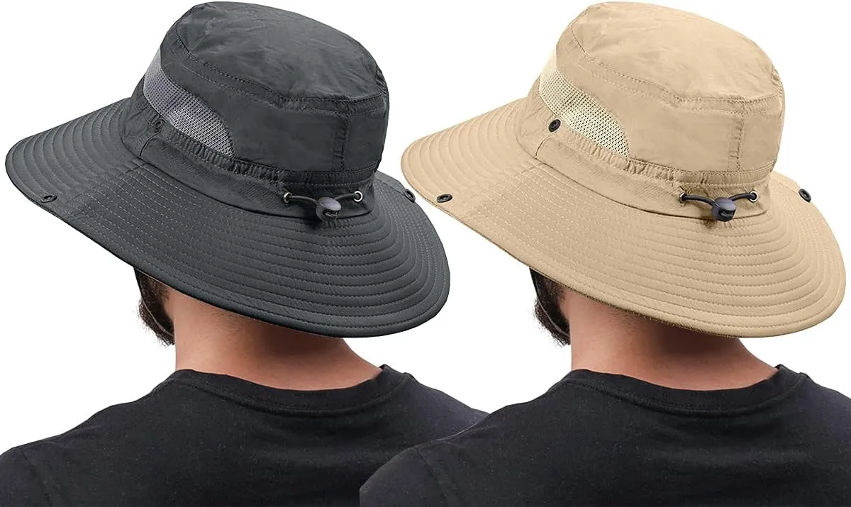2 Pack Boonie Sun Hat for Men & Women with UV Protection UPF 50  for Fishing,Hiking,& Gardening