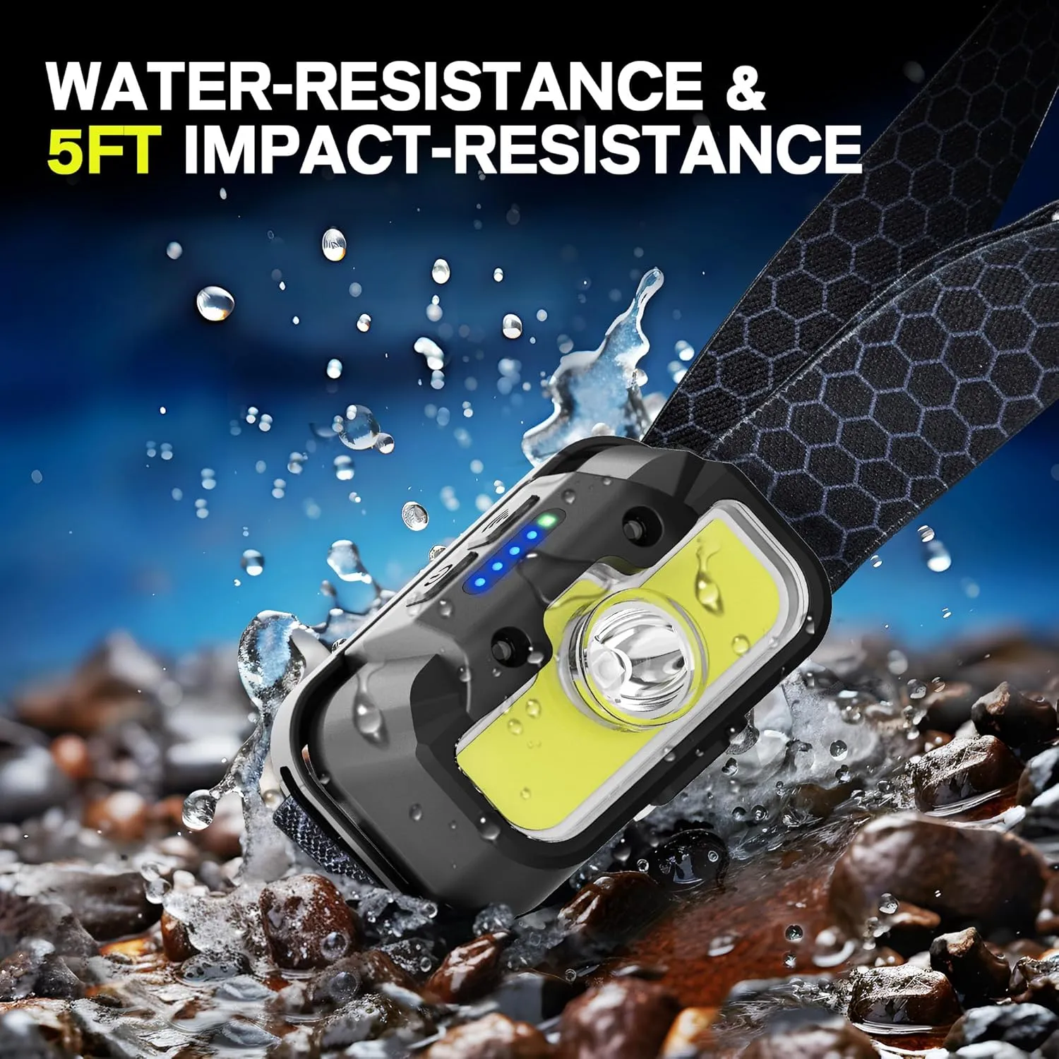 2 Pack Headlamp Rechargeable, 1300 Lumen Lightweight Bright with White Green Red Headlamp Flashlight, Waterproof Motion Sensor Head Lamp,14 Modes for Outdoor Camping Running Cycling