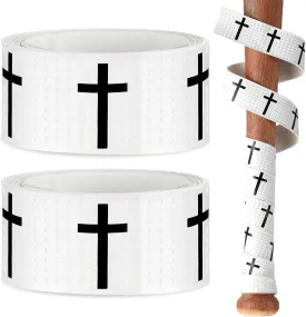2 Pcs Faith Cross Baseball Bat Grip Tapes 1.1mm Precut and Full Adhesive Softball Grip Tape,Non-Slip Baseball Bat Wrap Religious Cricket Batting Tape Replacement