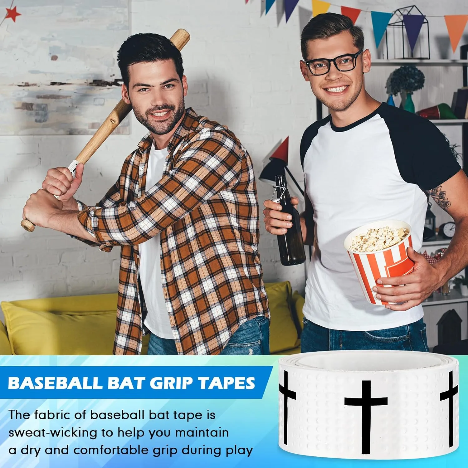 2 Pcs Faith Cross Baseball Bat Grip Tapes 1.1mm Precut and Full Adhesive Softball Grip Tape,Non-Slip Baseball Bat Wrap Religious Cricket Batting Tape Replacement