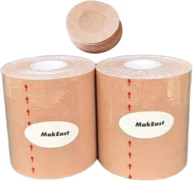 2 Rolls Trans Tape for Transitioning Chest Binding Tape FTM Chest Binder with Nipple Covers Waterproof 3 in X 16.5 ft