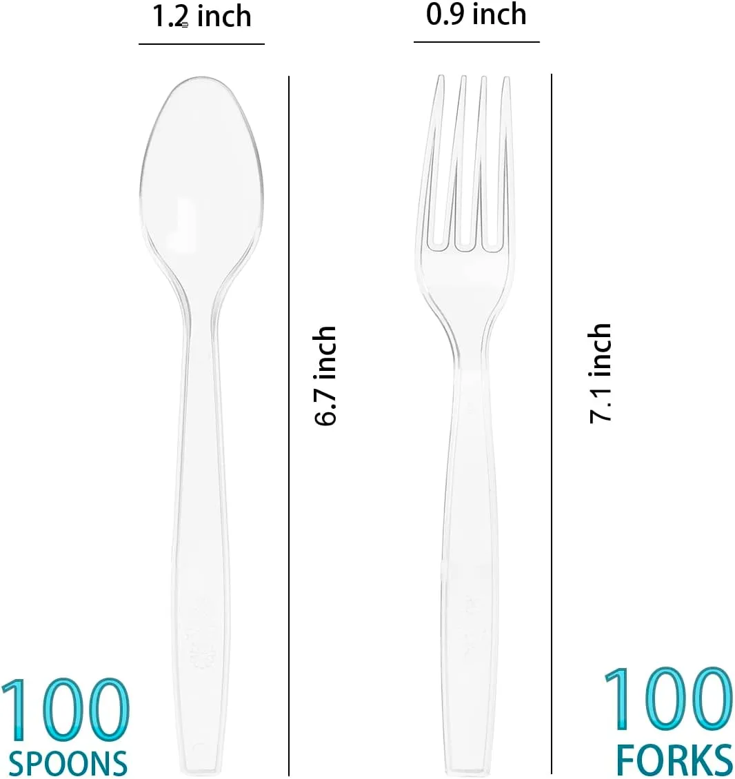 200 Count Plastic Silverware, Heavy Weight Plastic Forks Spoons Disposable Utensils Cutlery Set for Wedding Party Supplies Everyday Use