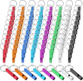 200 Pcs Emergency Whistles with Keychains Aluminum Extra Loud Survival Safety Waterproof Whistle Key Chain Bulk for Outdoors Sports Referee Lifesaving Training(Multicolor)