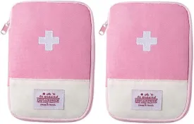 2Pcs Pink - Small First Aid Bag Empty, Empty First Aid Pouch, Mini Portable Medical Bag for Outdoor Camping Hiking Traveling Emergency Bag First Aid Kits (15 * 10.5cm)