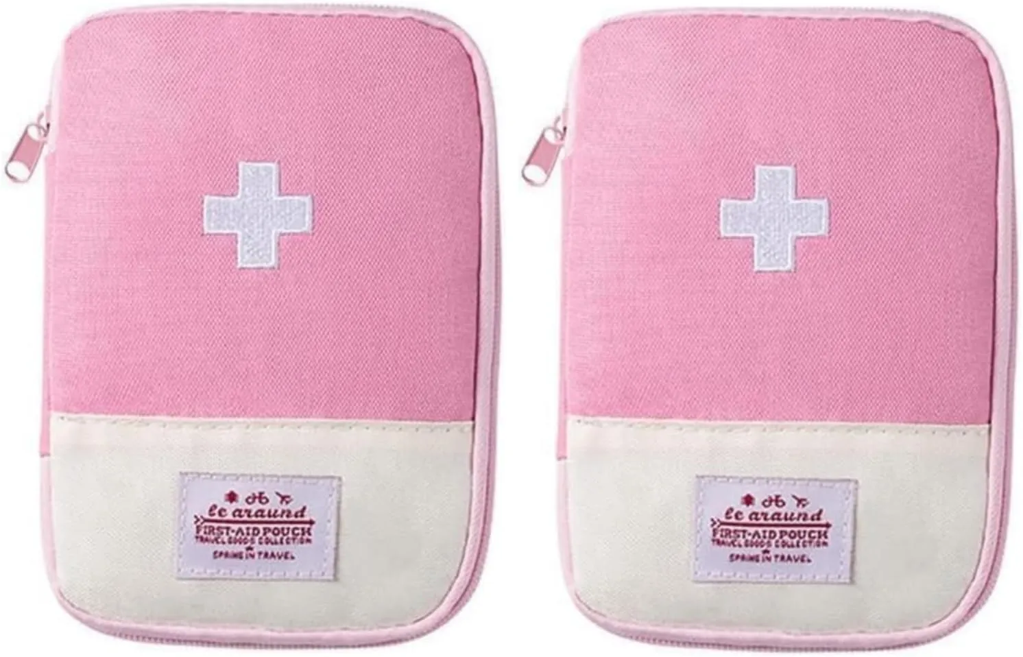 2Pcs Pink - Small First Aid Bag Empty, Empty First Aid Pouch, Mini Portable Medical Bag for Outdoor Camping Hiking Traveling Emergency Bag First Aid Kits (15 * 10.5cm)