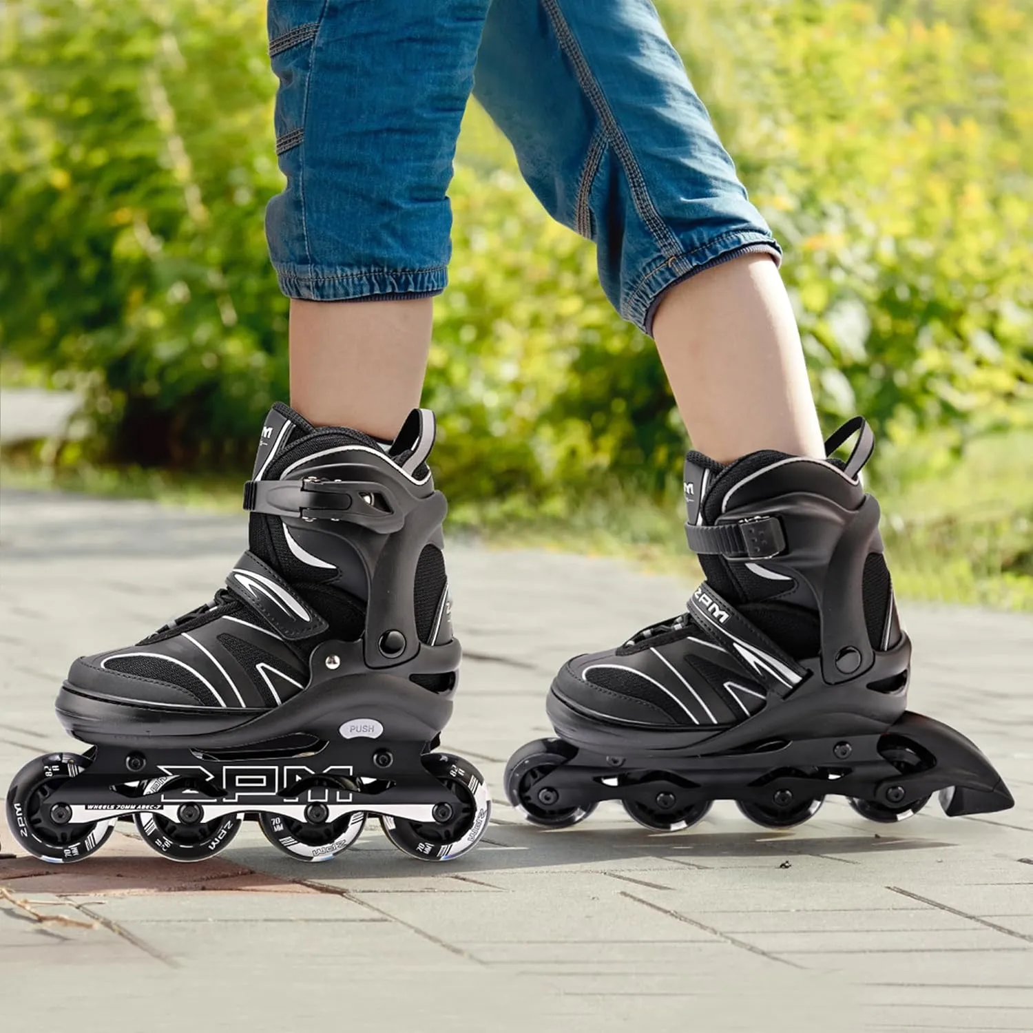 2PM SPORTS Kids Adjustable Inline Skates Ages 4-12, Youth Inlie Skates for Girls Boys 5-8 8-12 with Full Light Up Wheels, Beginner Women Adult Skates
