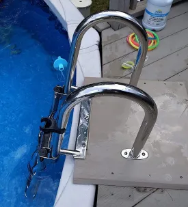 3-Steps Under Platform Sliding Ladder, Stainless Steel Heavy Duty Marine Yacht/Pontoon/Bass Boat Ladder with Handle