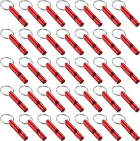 35 Pieces Emergency Whistle with Keychain, Aluminum Emergency Survival Whistle for Camping Hiking Hunting Outdoors Sports, Loud Sound