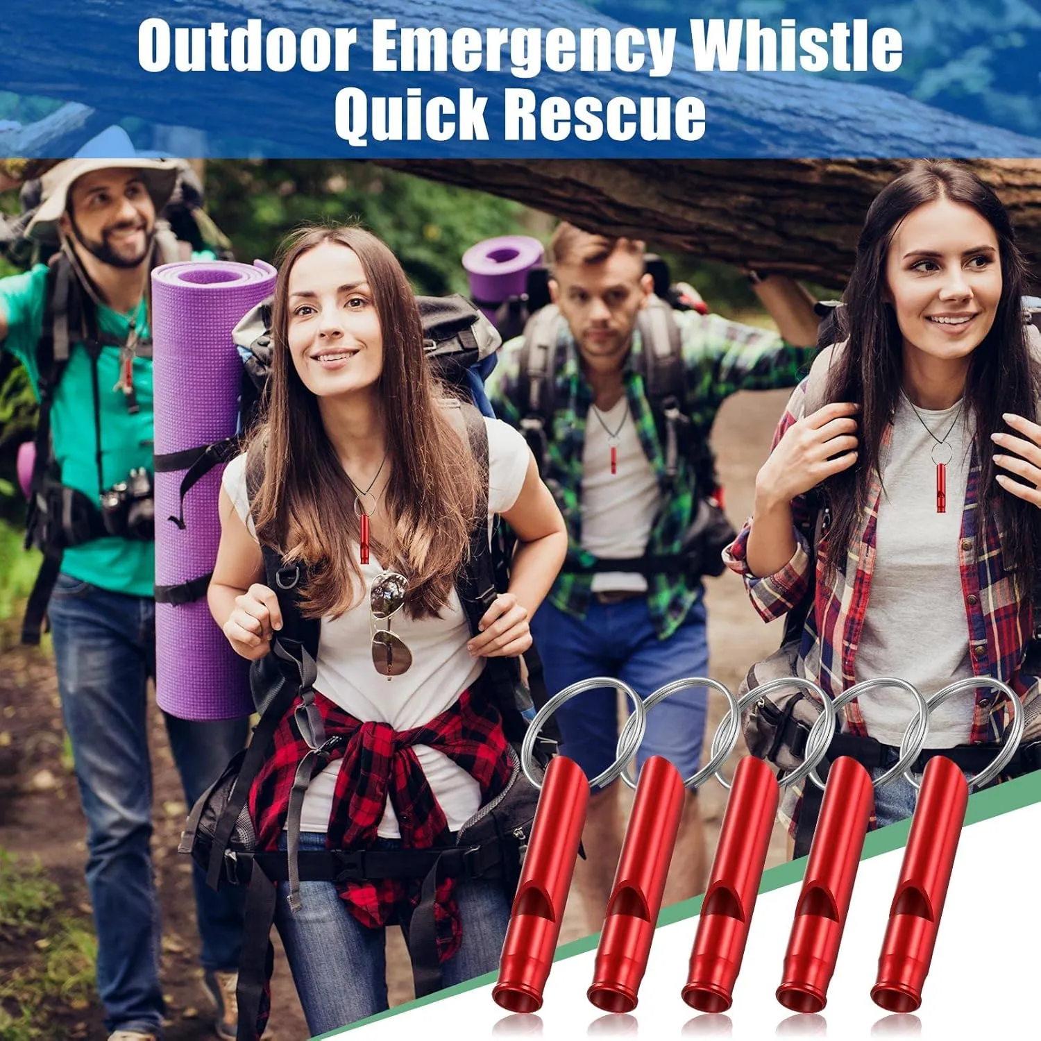 35 Pieces Emergency Whistle with Keychain, Aluminum Emergency Survival Whistle for Camping Hiking Hunting Outdoors Sports, Loud Sound