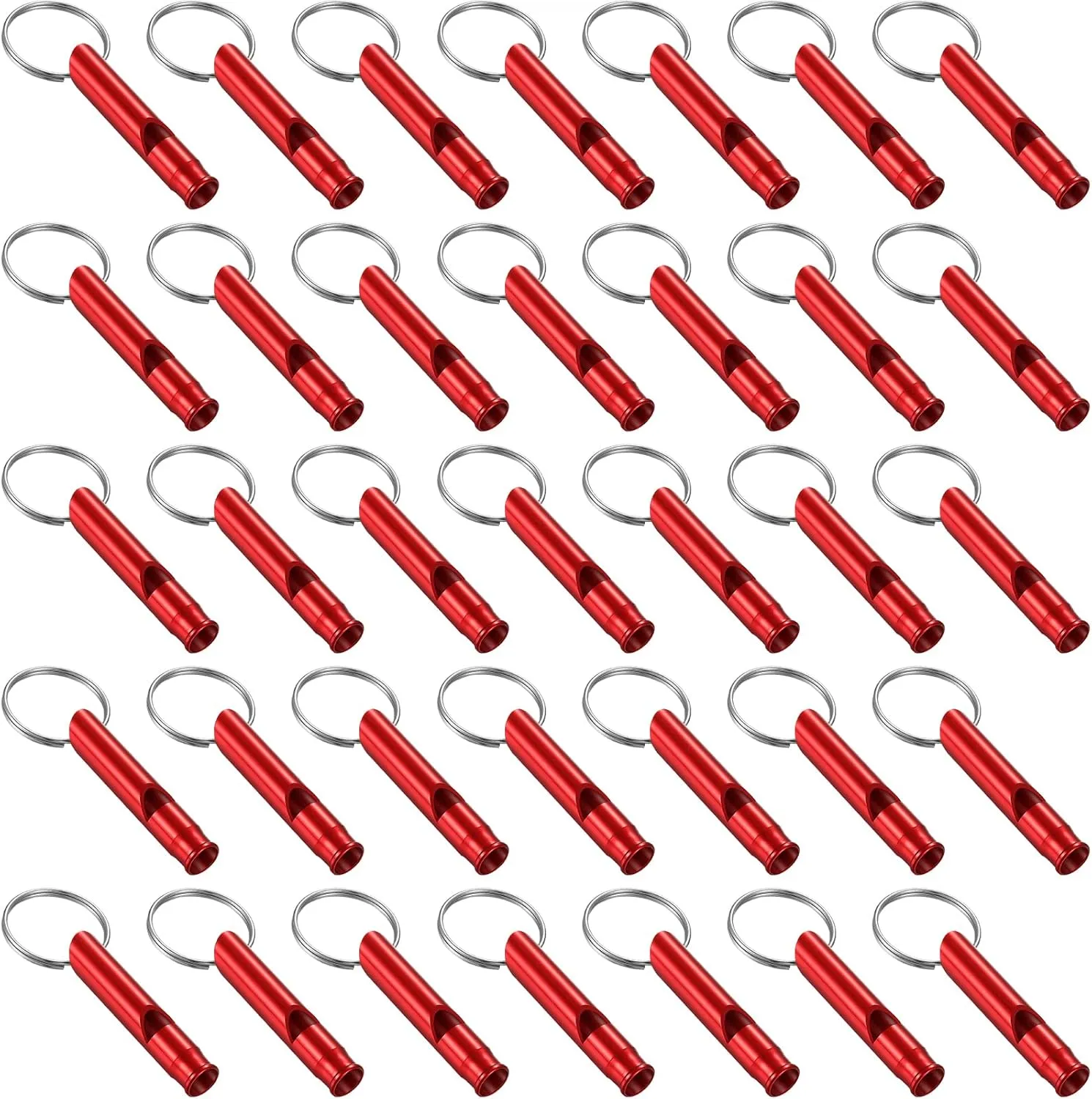 35 Pieces Emergency Whistle with Keychain, Aluminum Emergency Survival Whistle for Camping Hiking Hunting Outdoors Sports, Loud Sound