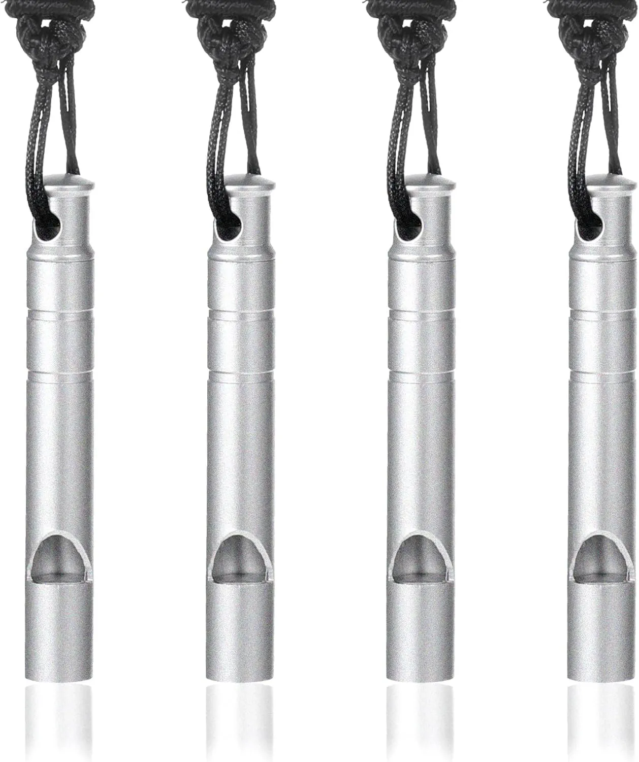 4 Pcs Titanium Emergency Whistles Safety Whistle with Lanyard Outdoor Survival Small Whistle Loud Emergency Whistles for Hiking Camping Boating Fishing Kayak