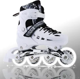 4 Types Size Adjustable Inline Skates Kids Adults for Outdoor Flash Men and Women Roller Skates Beginners Featuring All Illuminating Wheels Roller Shoes Pu High Elastic Wear Wheel