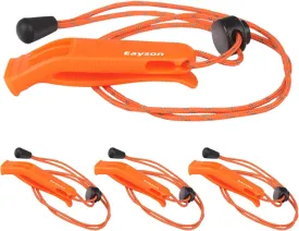 4PCS Emergency Whistle with Adjustable Lanyard, Loud Plastic Whistles for Boat Fishing Hiking Kayaking Camping Safety Survival Signal