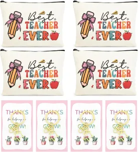 8PCS Teacher Appreciation Gifts Bulk Teacher Gifts Makeup Bags Survival Kit Appreciation Week Keychain for women
