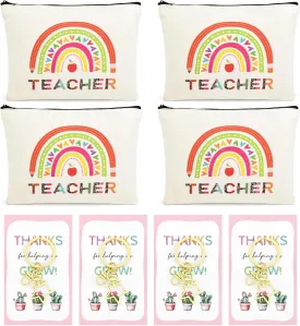 8PCS Teacher Appreciation Gifts Bulk Teacher Gifts Makeup Bags Survival Kit Appreciation Week Keychain for women