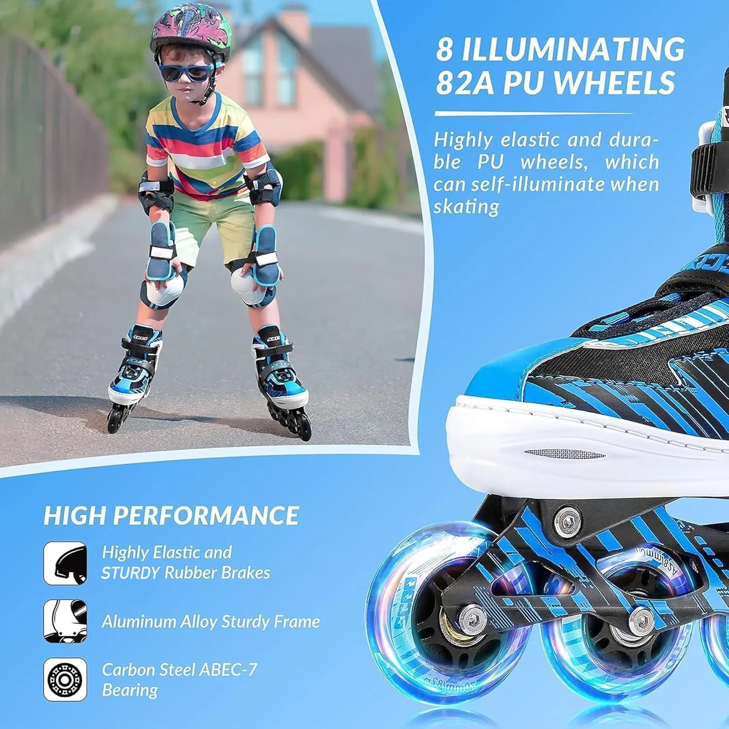 Adjustable Inline Skates Boys and Girls with Light up WheelsRoller Skates for Kids Ages 4-12, Teen Skates for Beginner Outdoor and Indoor