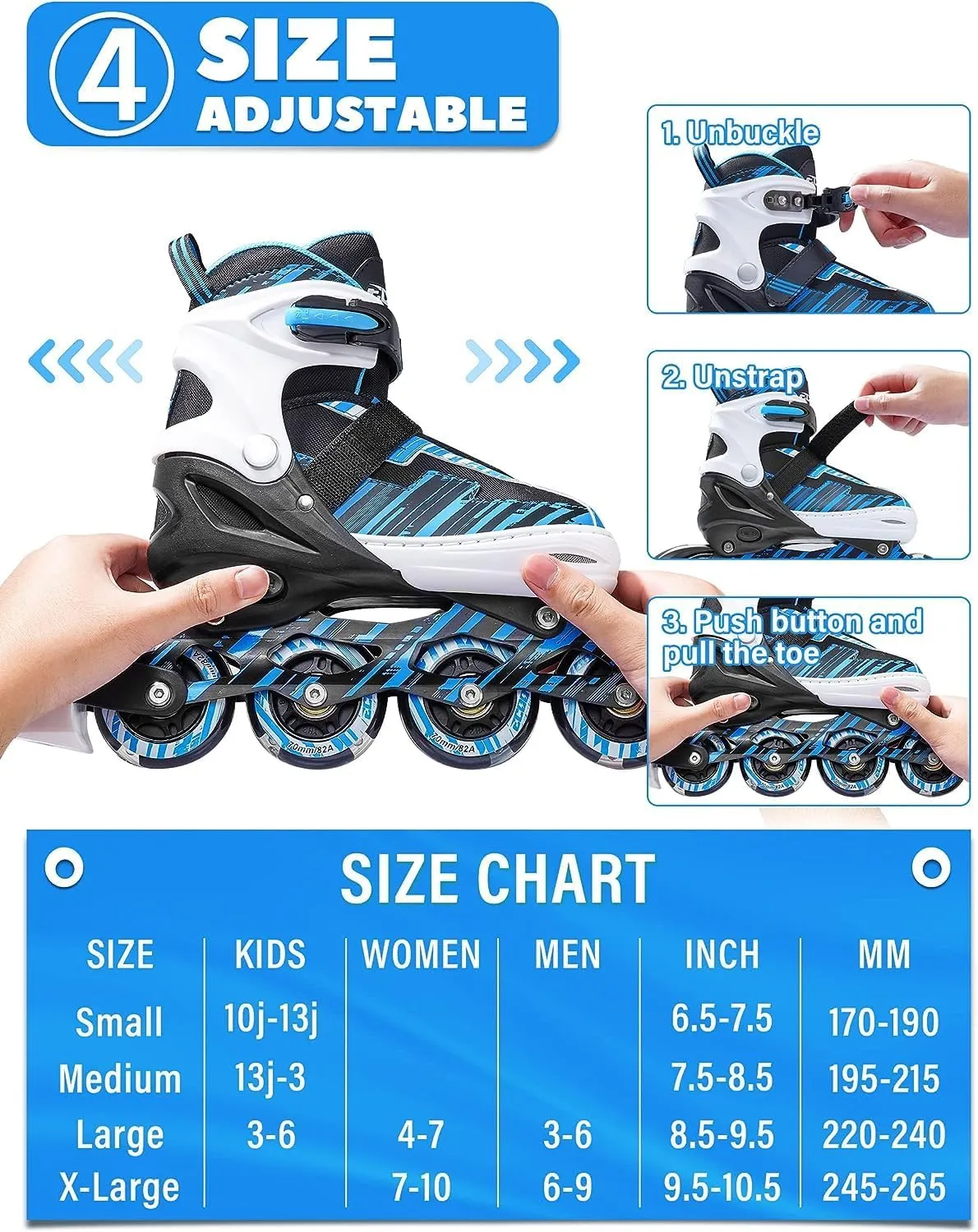 Adjustable Inline Skates Boys and Girls with Light up WheelsRoller Skates for Kids Ages 4-12, Teen Skates for Beginner Outdoor and Indoor