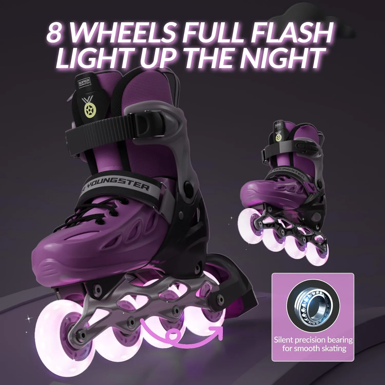 Adjustable Inline Skates for Boys Girls Ages 4-12 with Light Up Wheels, Roller Skates Blades for Youth Kids Indoor & Outdoor Beginners