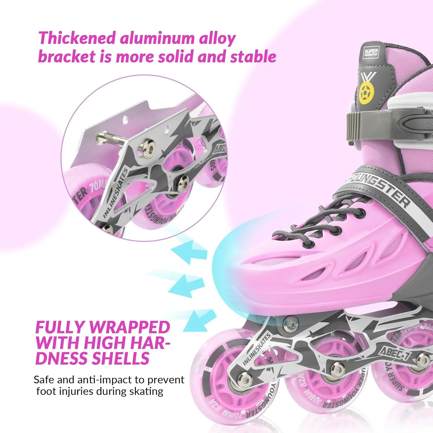 Adjustable Inline Skates for Boys Girls Ages 4-12 with Light Up Wheels, Roller Skates Blades for Youth Kids Indoor & Outdoor Beginners