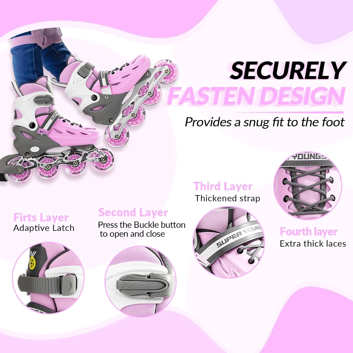 Adjustable Inline Skates for Boys Girls Ages 4-12 with Light Up Wheels, Roller Skates Blades for Youth Kids Indoor & Outdoor Beginners