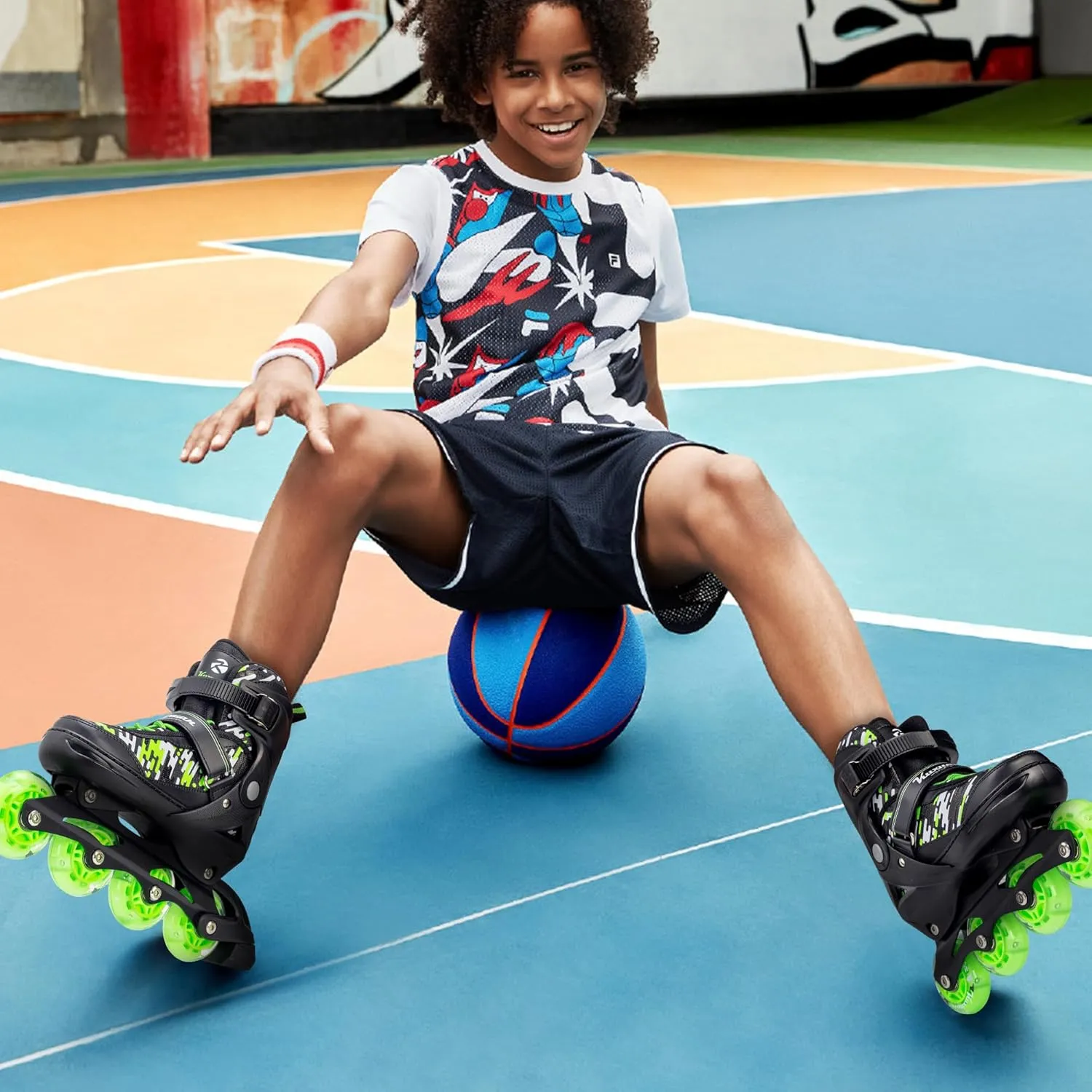 Adjustable Inline Skates for Kids and Teens, Boys Girls Women Beginner Fun Illuminating Skates Outdoor and Indoor