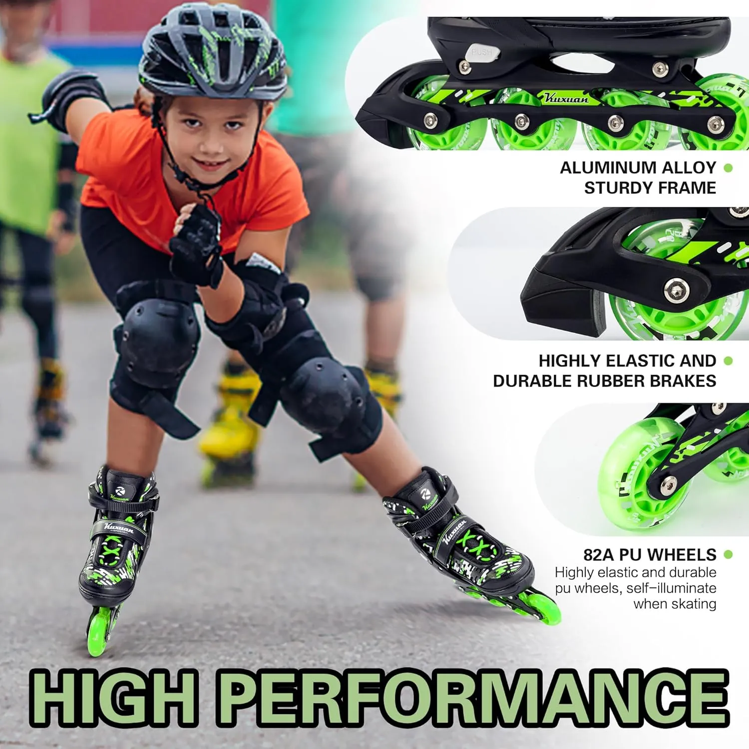 Adjustable Inline Skates for Kids and Teens, Boys Girls Women Beginner Fun Illuminating Skates Outdoor and Indoor