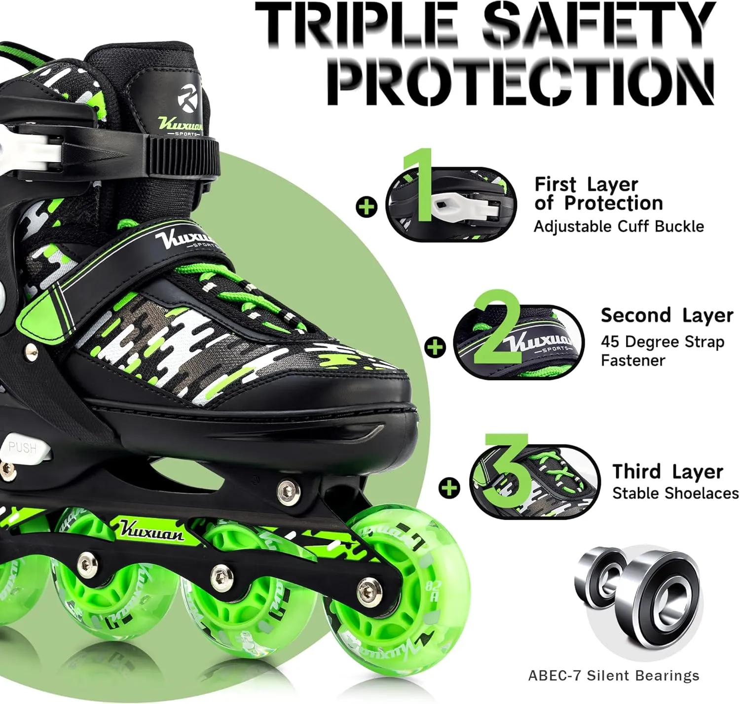 Adjustable Inline Skates for Kids and Teens, Boys Girls Women Beginner Fun Illuminating Skates Outdoor and Indoor