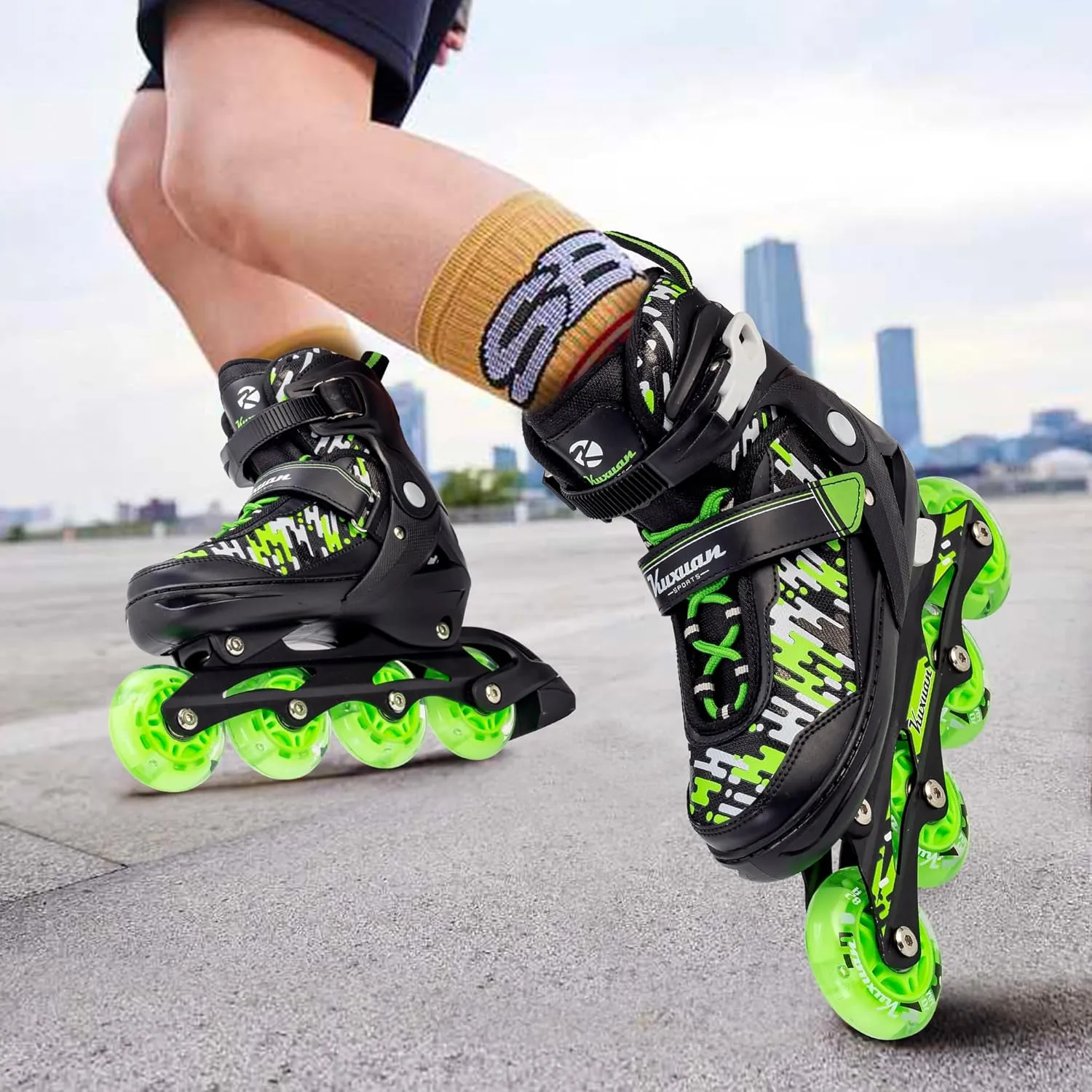 Adjustable Inline Skates for Kids and Teens, Boys Girls Women Beginner Fun Illuminating Skates Outdoor and Indoor