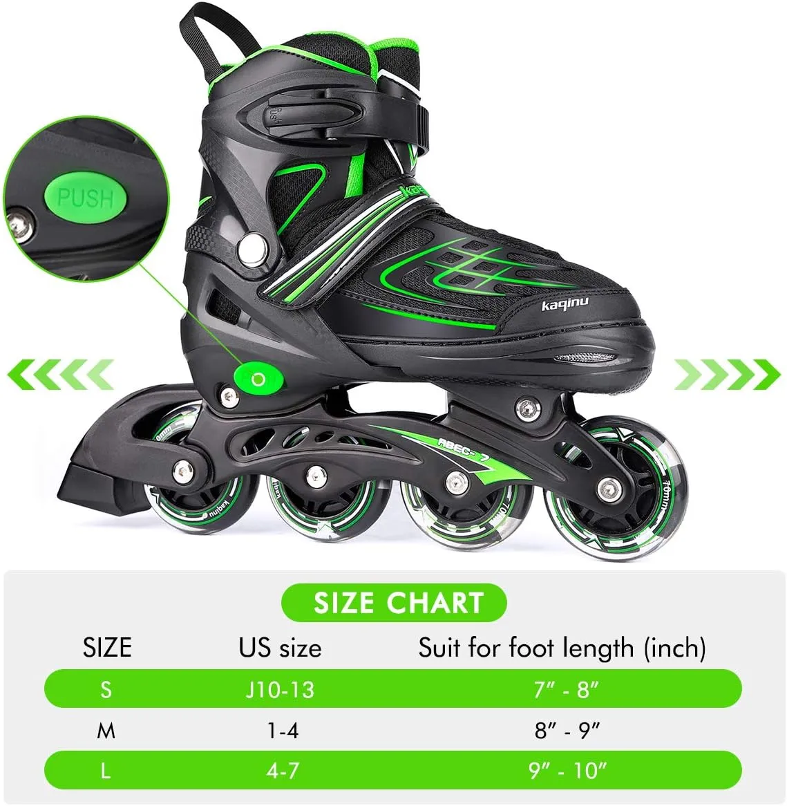 Adjustable Inline Skates, Outdoor Inline Skates with Full Illuminating Wheels for Kids and Adults, Women, Girls and Boys