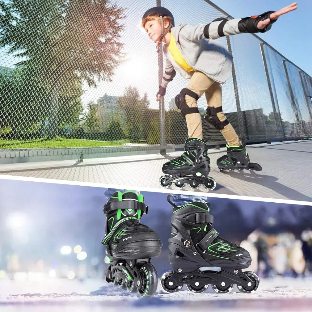 Adjustable Inline Skates, Outdoor Inline Skates with Full Illuminating Wheels for Kids and Adults, Women, Girls and Boys