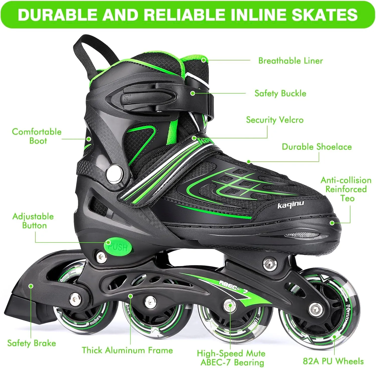 Adjustable Inline Skates, Outdoor Inline Skates with Full Illuminating Wheels for Kids and Adults, Women, Girls and Boys