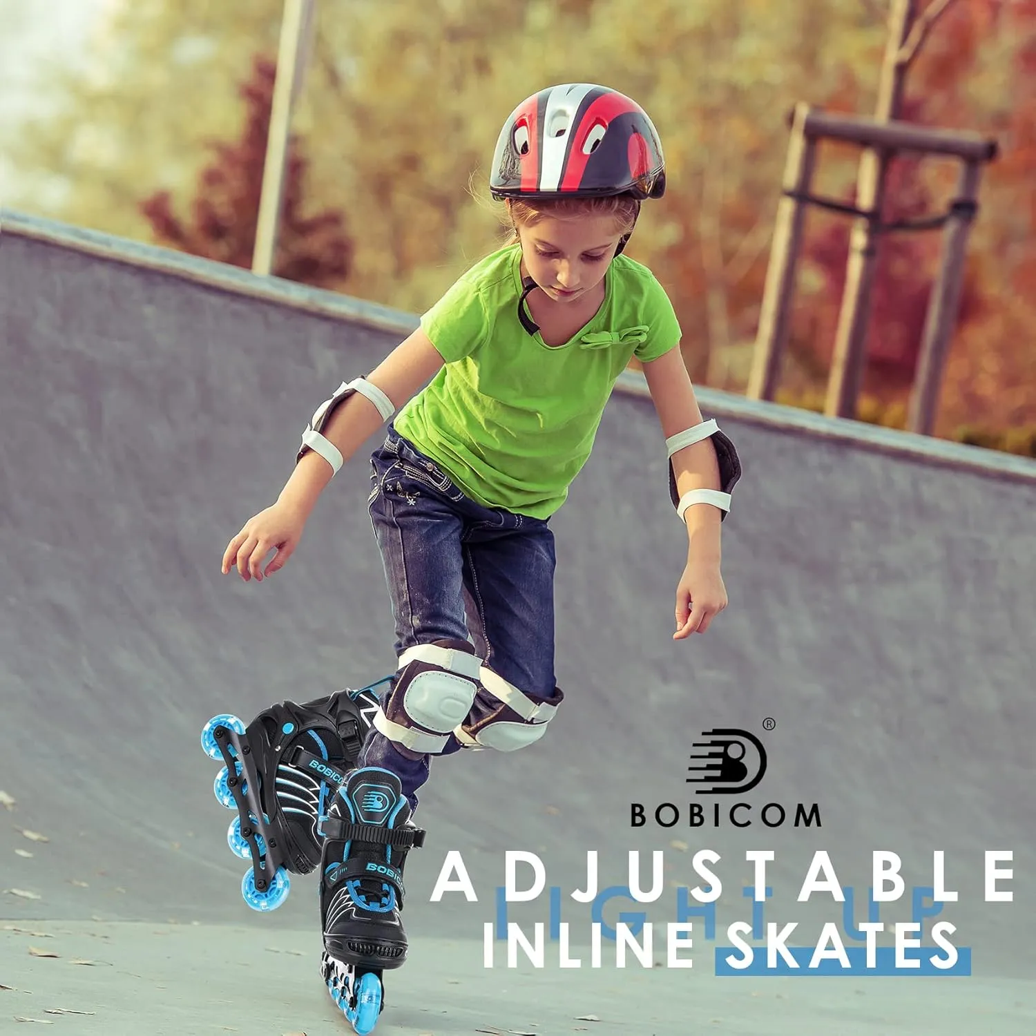 Adjustable Inline Skates with Full Light Up Wheels,Outdoor Illuminating Roller Skates for Kids and Adults, Girls and Boys, Men and Women