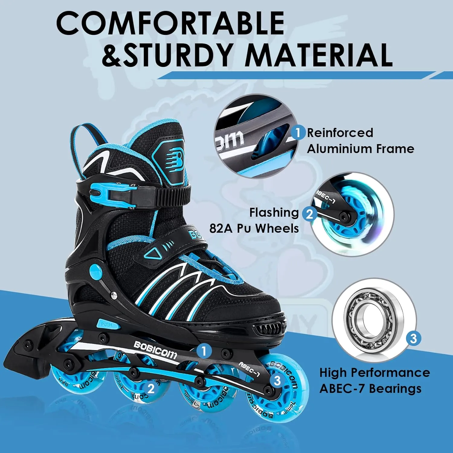 Adjustable Inline Skates with Full Light Up Wheels,Outdoor Illuminating Roller Skates for Kids and Adults, Girls and Boys, Men and Women