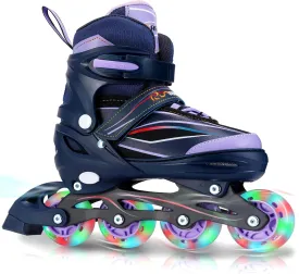 Adjustable Kids Inline Skates for Boys Girls with Full Light Up Wheels - Roller Skates for Kids Ages 6-12, Toddler Ages 3-5, Youth Women Beginners Outdoor Indoor