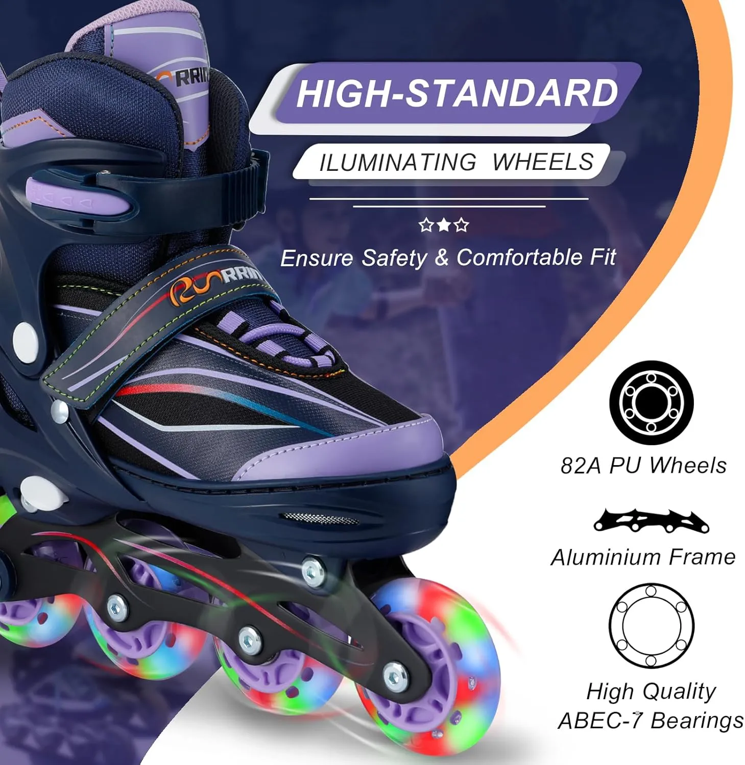 Adjustable Kids Inline Skates for Boys Girls with Full Light Up Wheels - Roller Skates for Kids Ages 6-12, Toddler Ages 3-5, Youth Women Beginners Outdoor Indoor