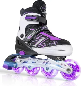 Adjustable Kids Inline Skates for Girls Boys Children Beginners, Inline Skates with Light Up Wheels for Kids and Youth for Indoor Outdoor Sports