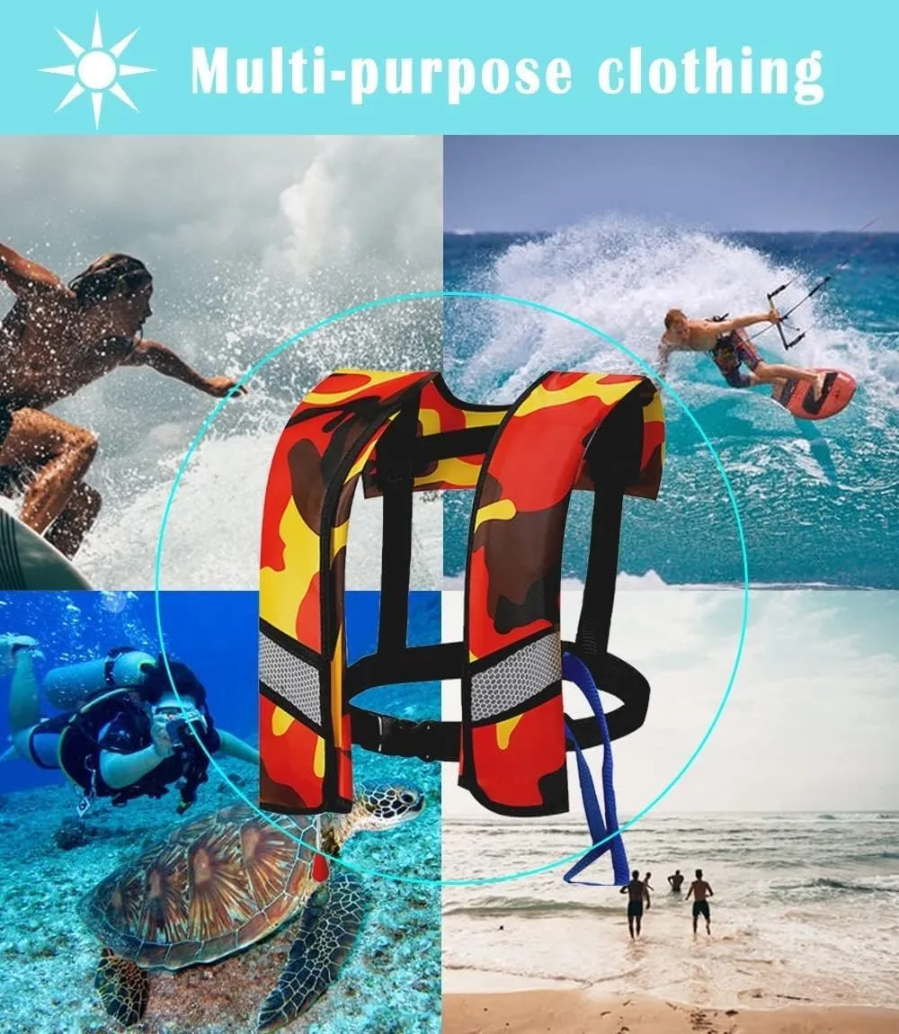 Adult Kayak Vest High Buoyancy Swim Vest Manual Inflatable Women's Men's Adjustable Safety Jacket Swimming Fishing Outdoor Water Sports