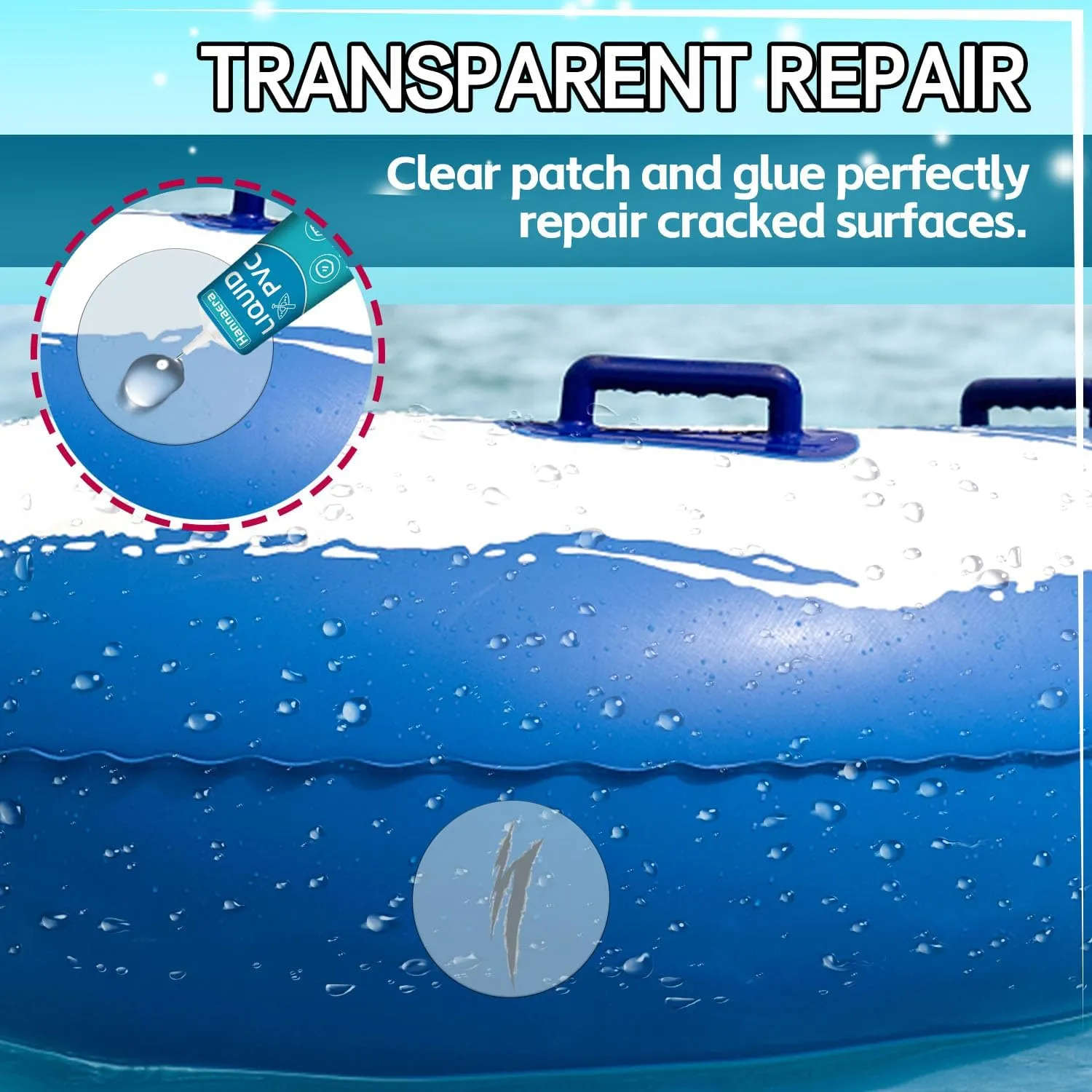 Air Mattress Patch Kit, Pool Liner Patch Kit Waterproof, Transparent Inflatable Patch Repair Kit, Vinyl Repair Kit for Inflatables, Swimming Pool,Hot Tub,Boat,Raft,Kayak (60 ml) (Liquid PVC)