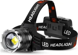 AKNEAR LED Rechargeable Headlamp 2980 High Lumens, 95 Hours Endurance Head Lamp with Zoomable & 12 Modes & IPX7 Waterproof & 125 Adjustable, Super Bright Head Light for Outdoor, Camping, Hard Hat