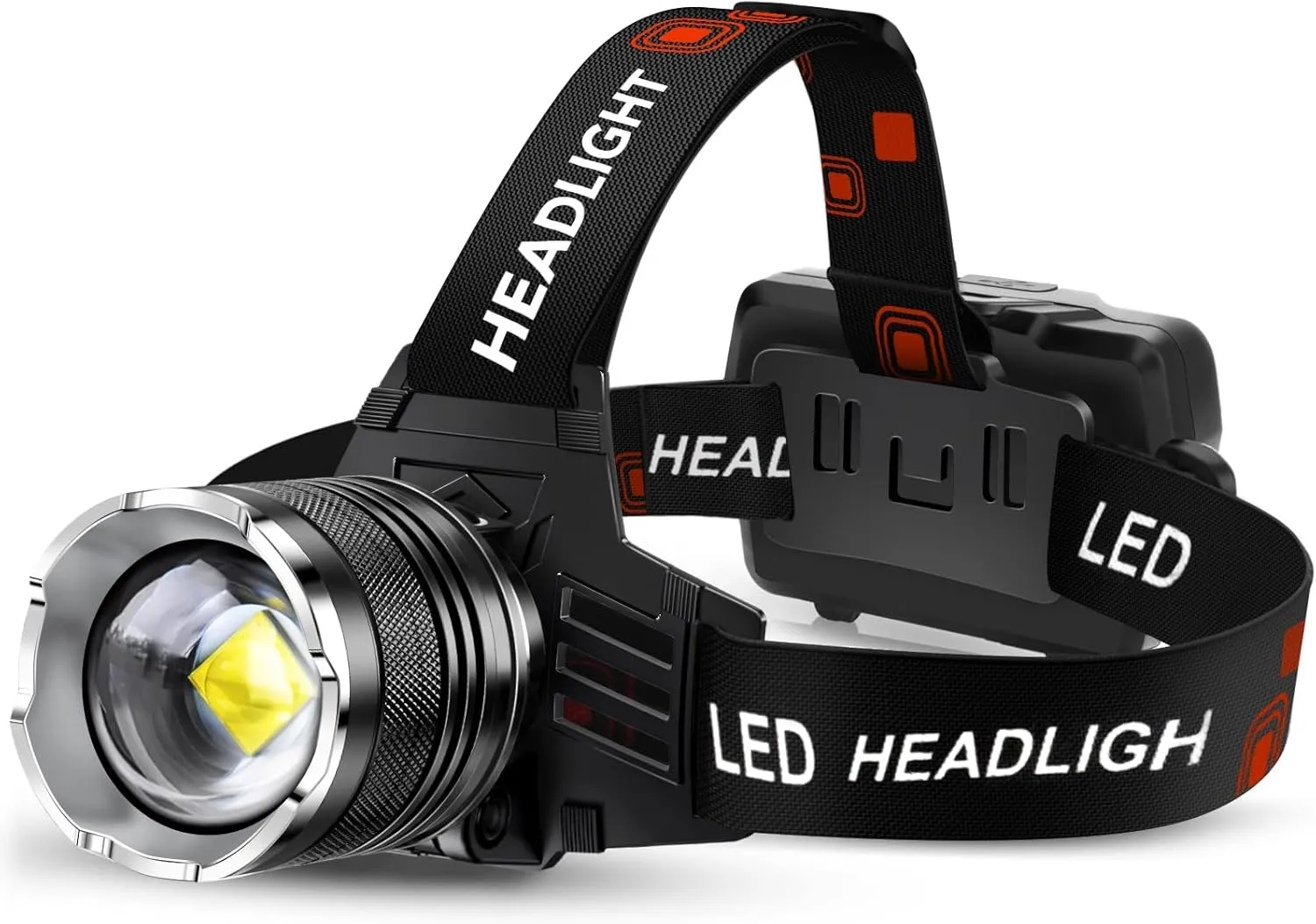 AKNEAR LED Rechargeable Headlamp 2980 High Lumens, 95 Hours Endurance Head Lamp with Zoomable & 12 Modes & IPX7 Waterproof & 125 Adjustable, Super Bright Head Light for Outdoor, Camping, Hard Hat