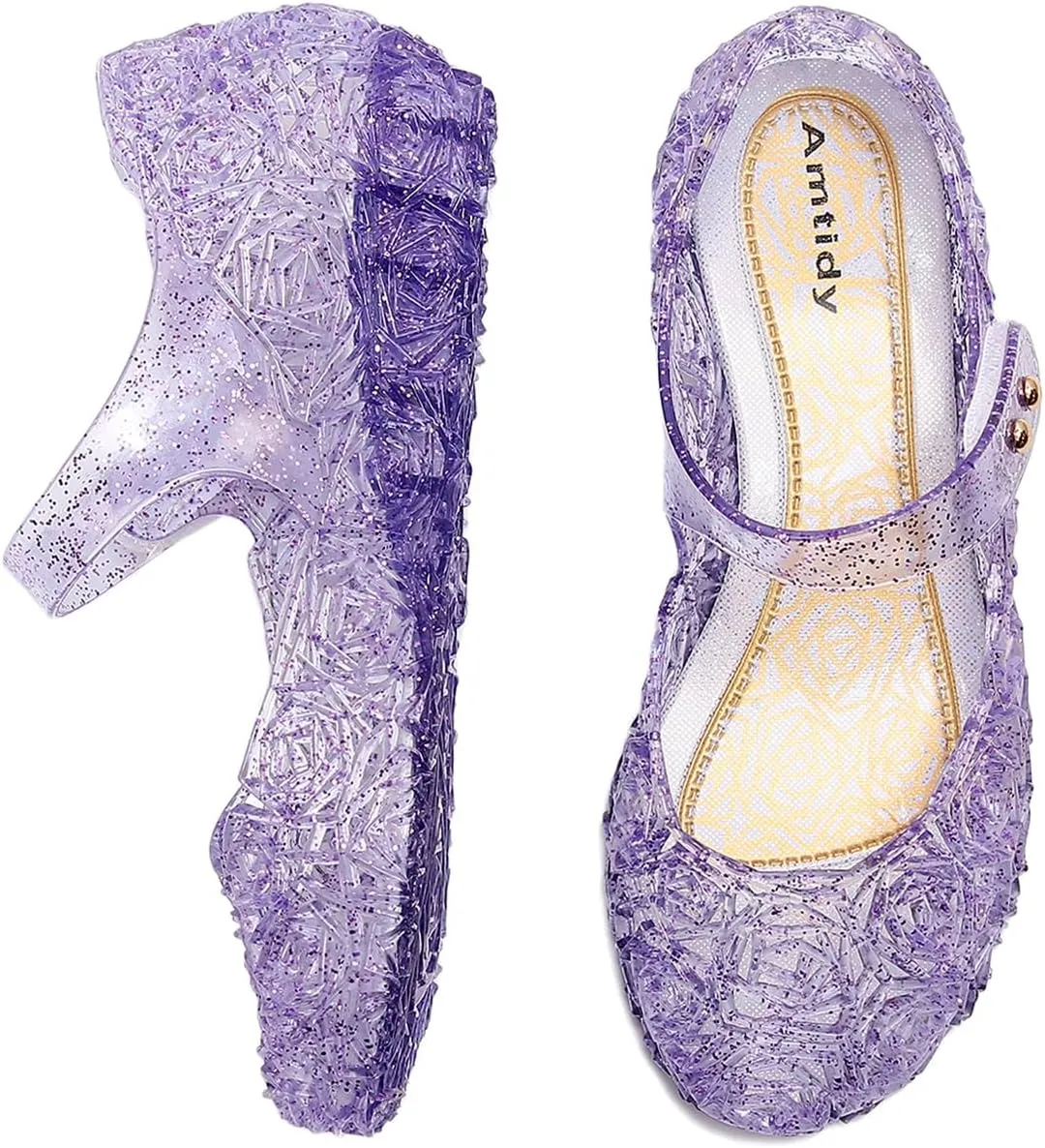 Amtidy Flats Mary Jane Dance Party Cosplay Shoes, Snow Queen Princess Birthday Sandals for Little Girls, Toddler