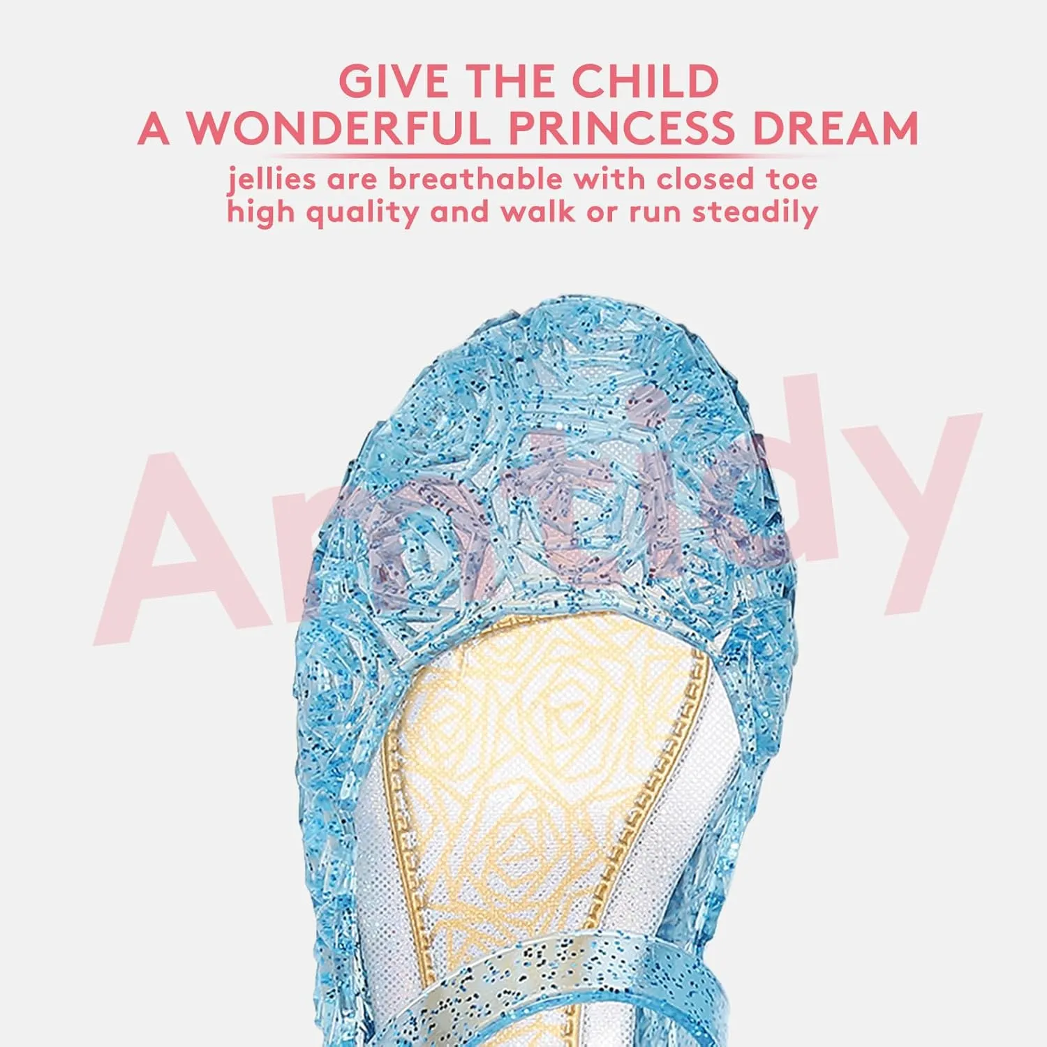 Amtidy Flats Mary Jane Dance Party Cosplay Shoes, Snow Queen Princess Birthday Sandals for Little Girls, Toddler