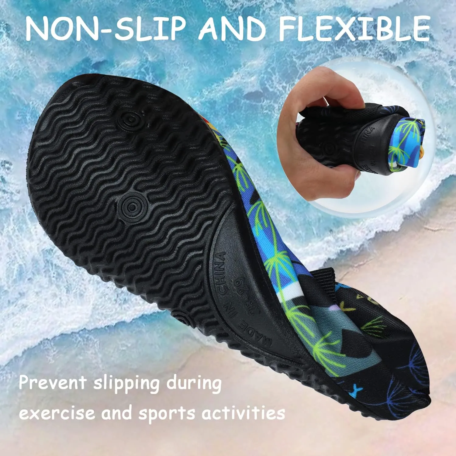 ANLUKE Kids Boys Girls Water Shoes Barefoot Aqua Socks Fast Dry Beach Swim Outdoor Sports Shoes for Toddler
