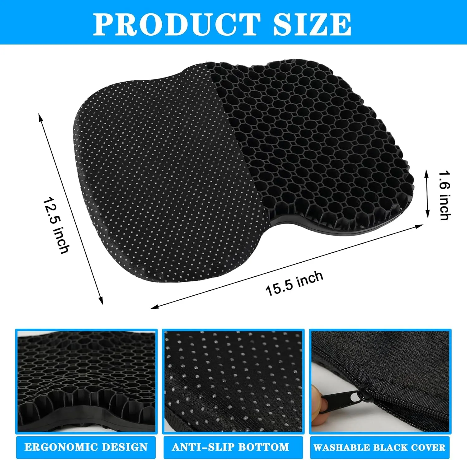 Anti-Slip Kayak Seat Cushion, Thickened Waterproof Boat Kayak Canoe Rowing Dinghy Gel Seat Pad for Sit-in Inflatable Fishing Kayak Canoe Chair Accessories Equipment
