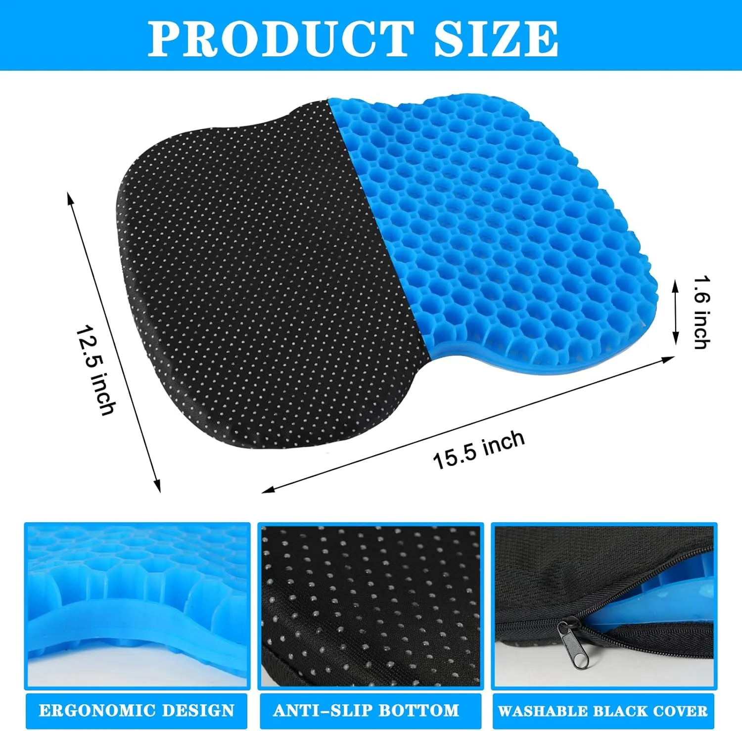 Anti-Slip Kayak Seat Cushion, Thickened Waterproof Boat Kayak Canoe Rowing Dinghy Gel Seat Pad for Sit-in Inflatable Fishing Kayak Canoe Chair Accessories Equipment