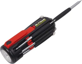 Apollo Tools Original Mr. 7-Hands, Multi Screwdriver Hand Tool, All In One Patented Screwdriver, 8 Screwdrivers in 1 Tool with Worklight and Flashlight - Red - DT1719